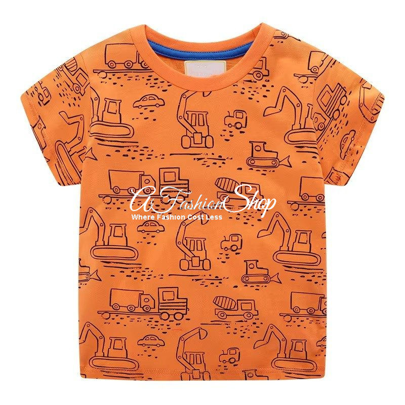 Boys’ Orange Tee Graphic Tractor