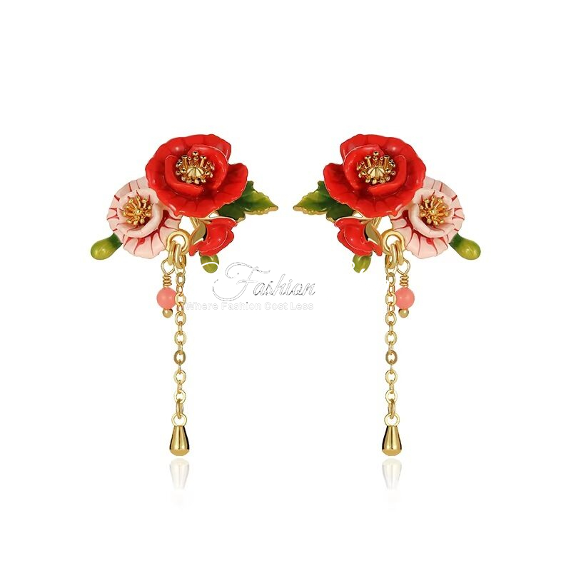 French Couture Peony Rose Earrings Iris-istible