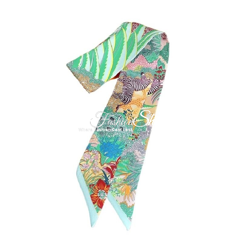 Madagascar Silk Hair Scarf Zebra Pattern