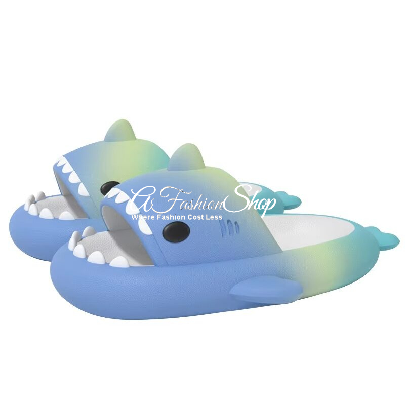 Shark Beach Color Rainbow Sandals Slip-On Blue