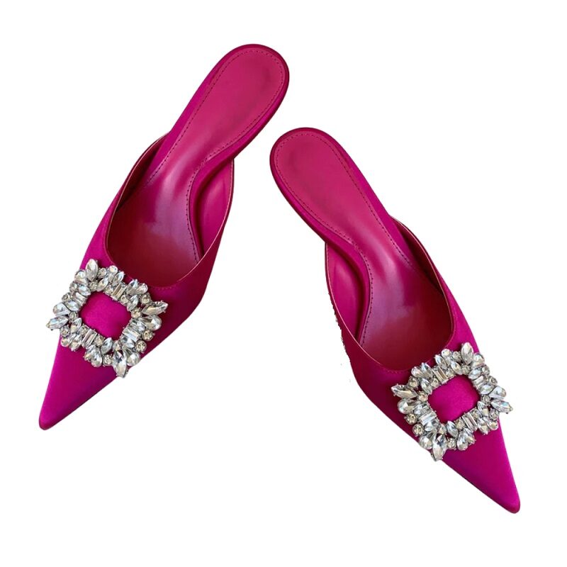 Starlight Rhinestone Pointed-Toe Sandals Fuchsia Pink