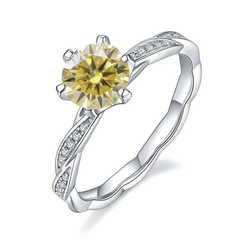 1ct Grace Moissanite Diamond Ring Yellow Stone