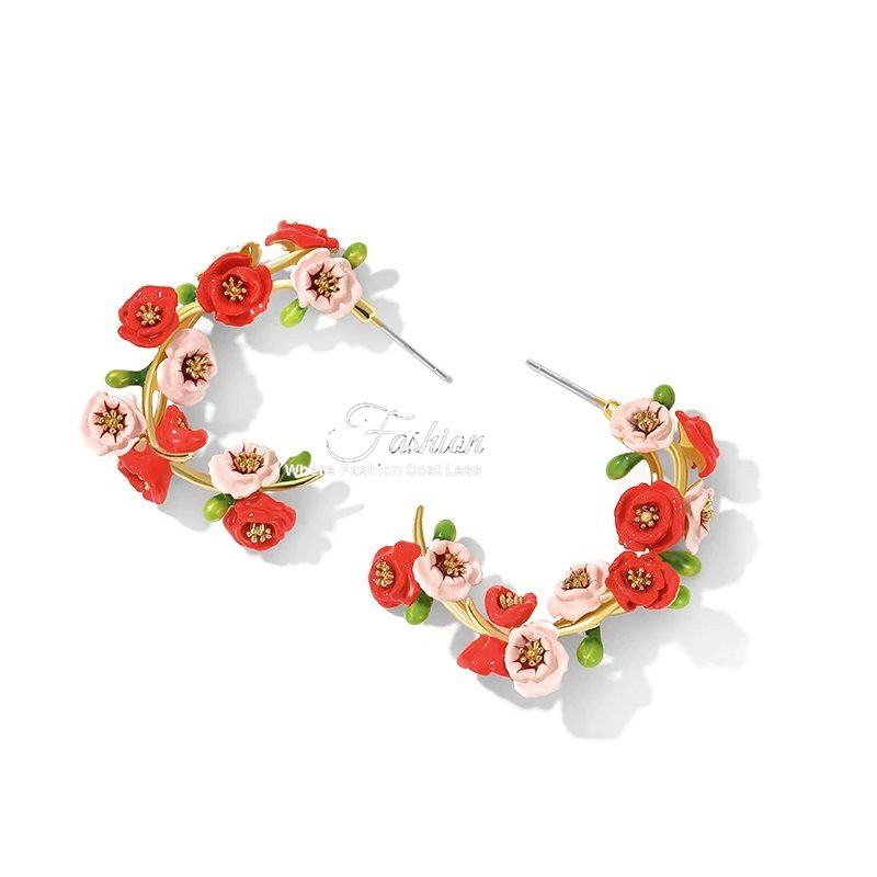 Peony Rose Crescent Earrings Iris-istible