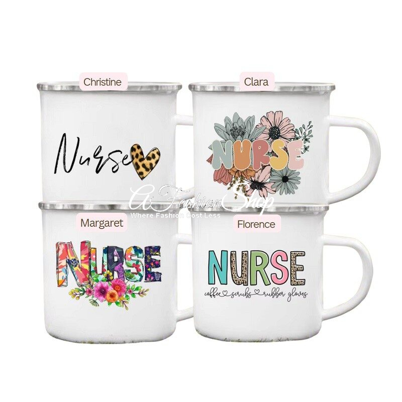 Enamel Mug Tea Time For Healthy Nurse