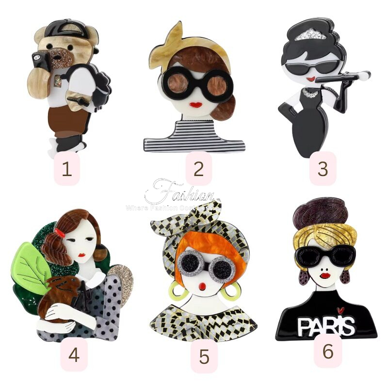 Women Statement Brooch Figurine Icons Pin