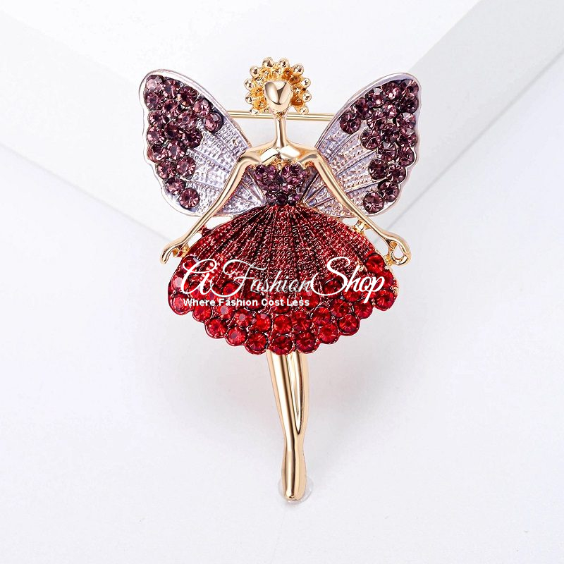 Ballerina Brooch Crystal Ballet Wings