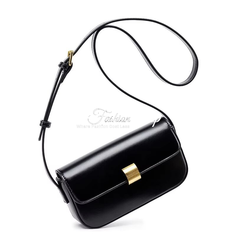 Loraine Leather Box Crossbody Black Purse