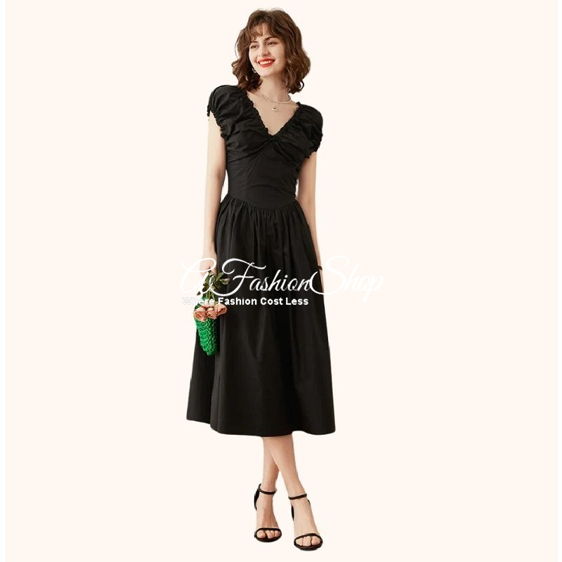 Cotton Midi Sleeveless Dress Black