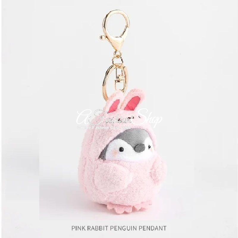 Pom-Pom Rabbit Penguin School Bag Keychain