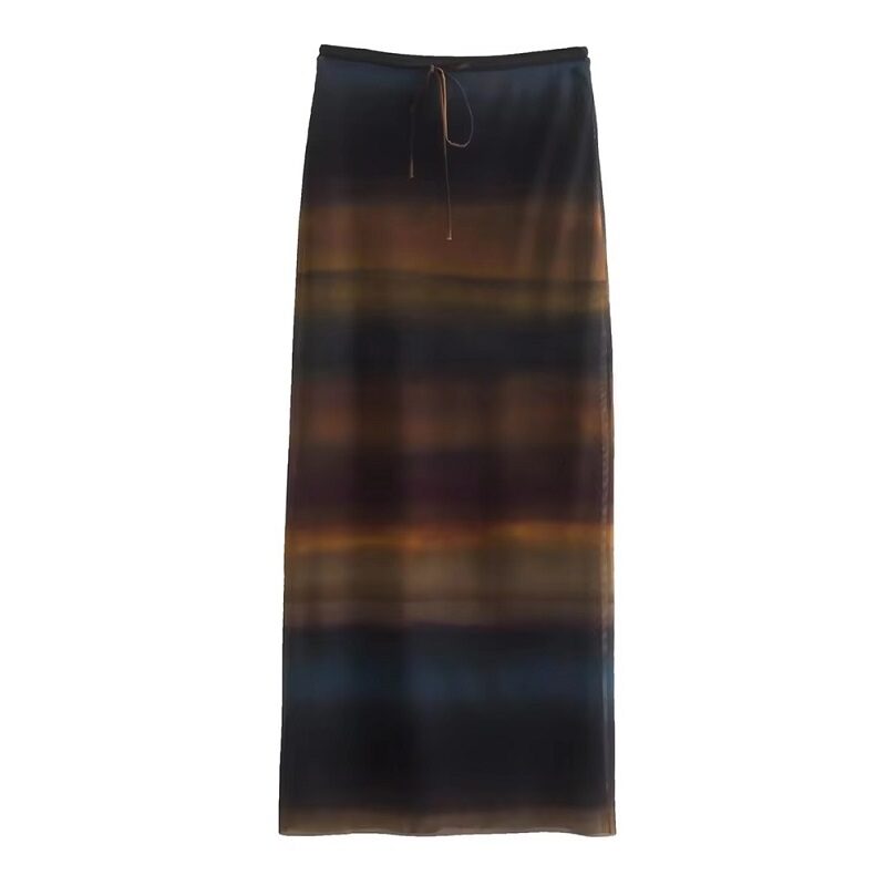 Mesh Skirt Tartan-Inspired Midi