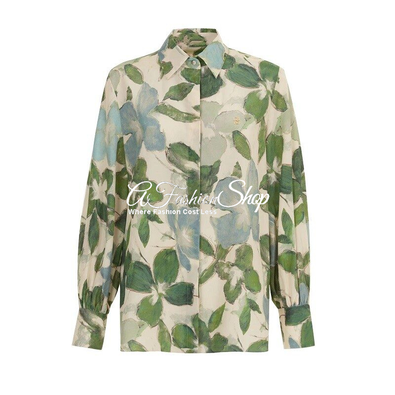 Green Nature Inspired Button-Up Shirt