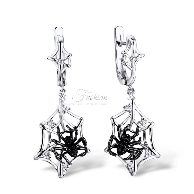 925 Sterling Silver Spider Animal Inspired Earring
