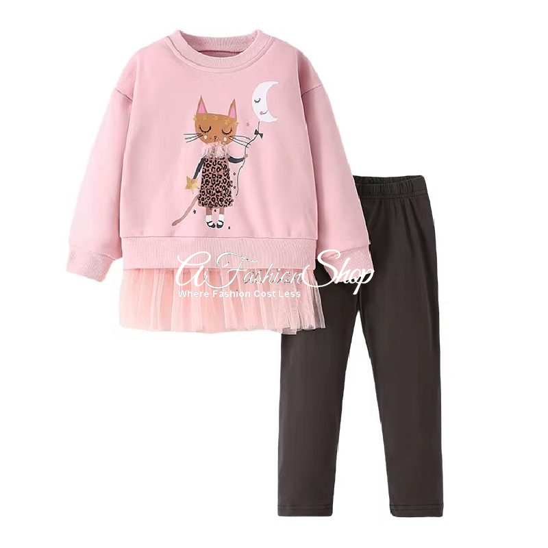 Girls’ Long Sleeve Set Meow Manor