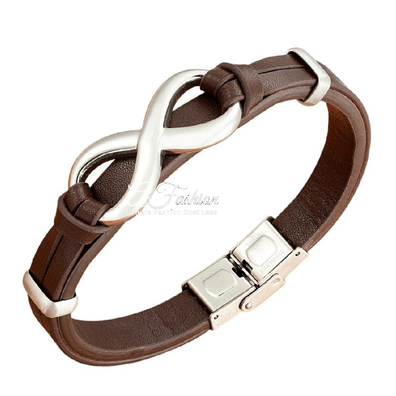 Men’s Infinity Bracelet Silver Tone Stainless Steel