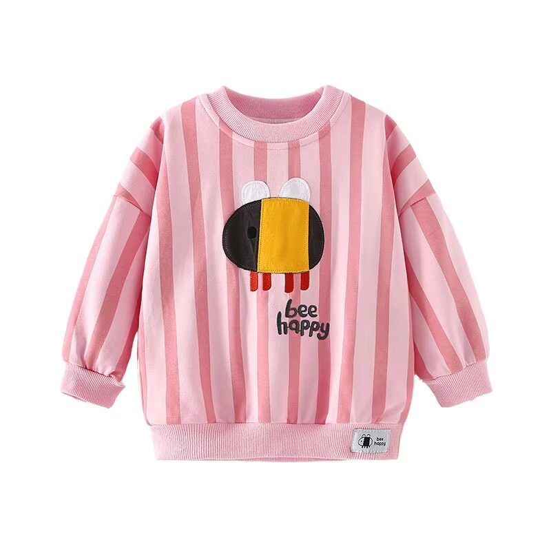 Pink Striped “Bee Happy” Sweatshirt