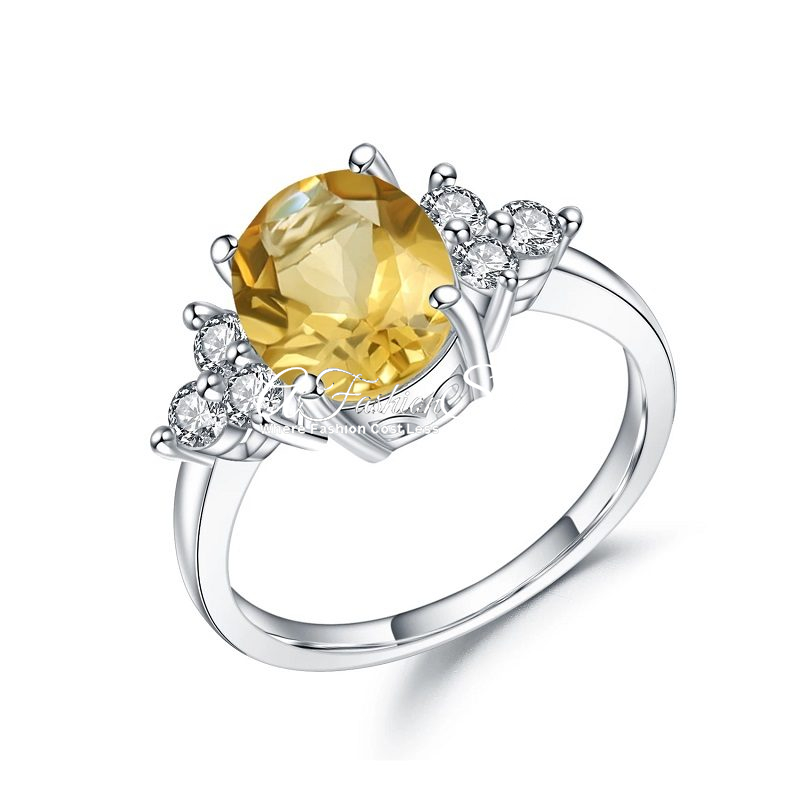 Radiant Bridal Style: 2.6ct Citrine Oval Cut Ring