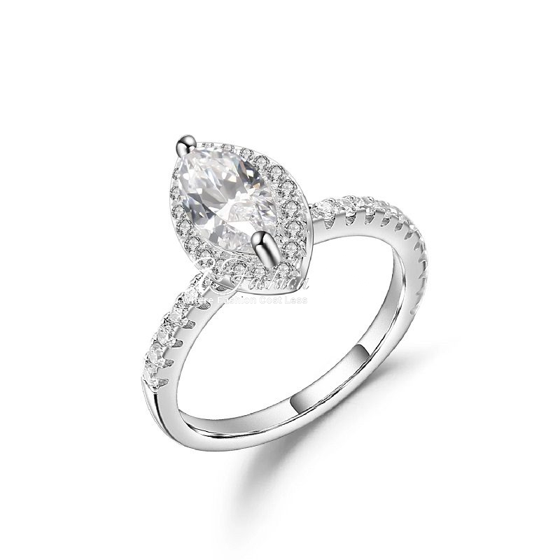 White CZ Stone Marquise Cut Ring