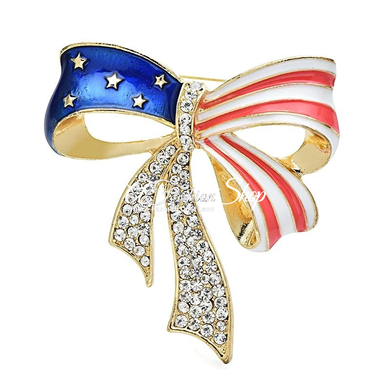 Independence Bow Brooch With Crystals