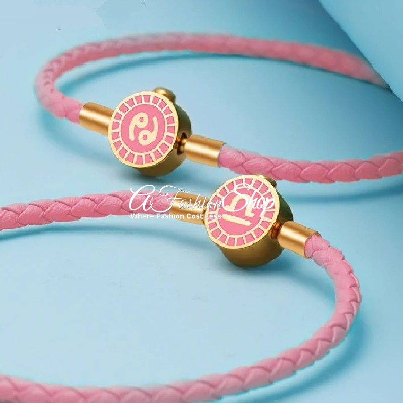 Leather Bracelet by Zodiac Color Pink