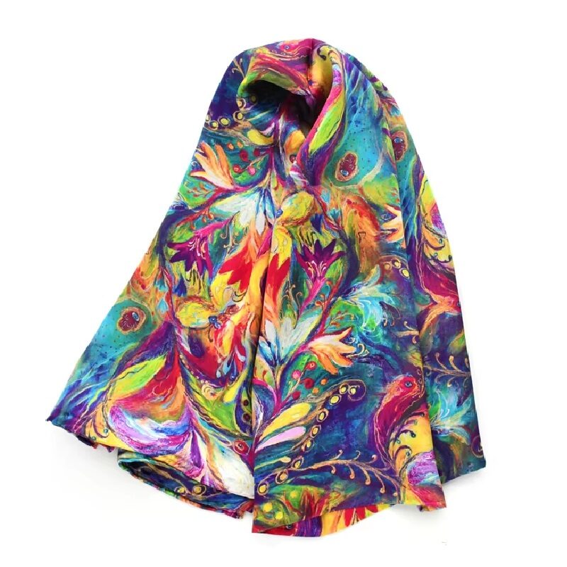 French Silk Garden Lisse Long Scarf Shawl