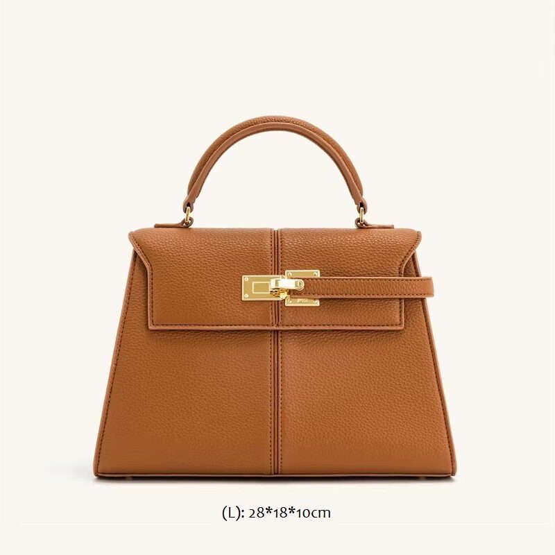 Kelly-Style Bag Orange Pebbled Leather