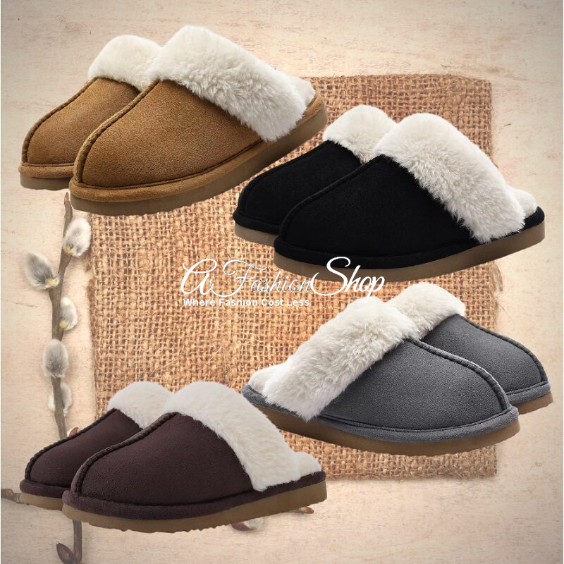 Men Indoor Slipper Plush Faux Fur 4Colors!