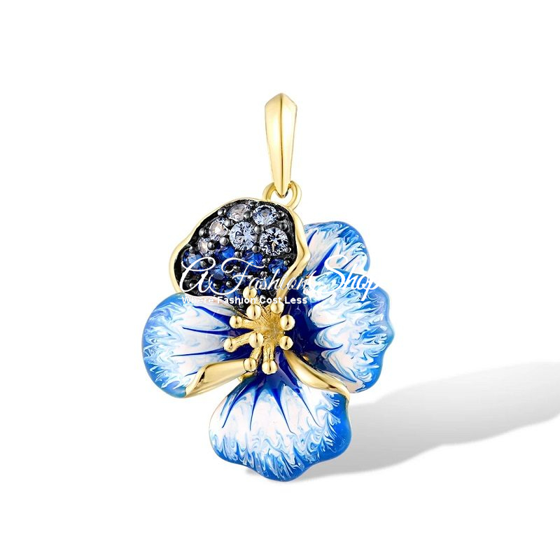 Scarlet Blue Spinel Pendant Hibiscus Dazzie