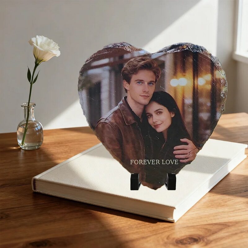 Personalized Engraved Stone Photo Slate – Plastic Stand