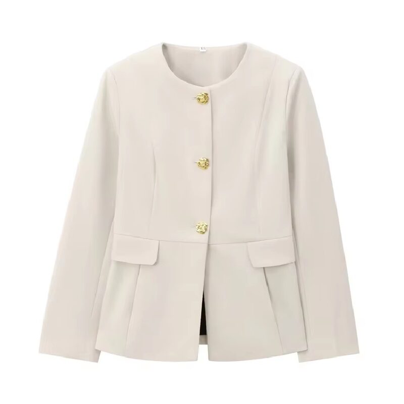 Premium Cropped Jacket With Gold Buttons
