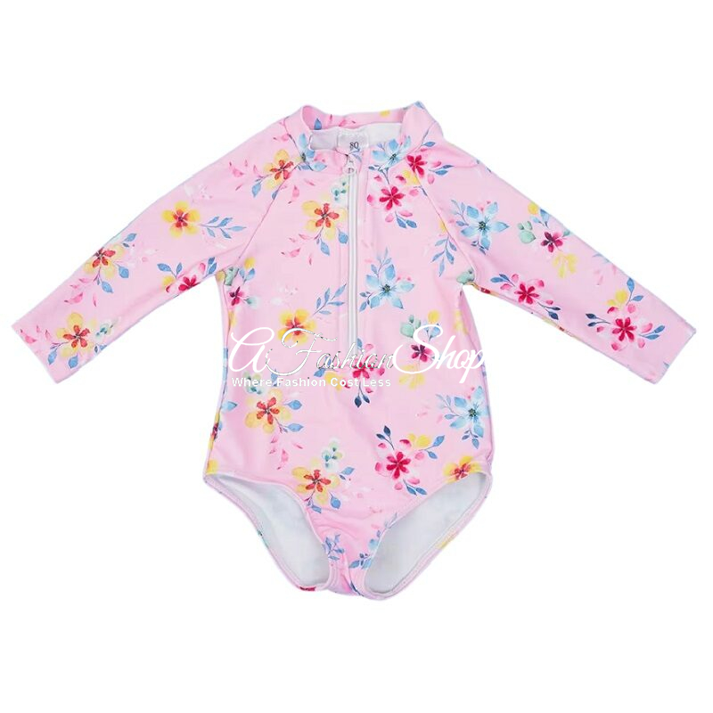Girl One-piece Floral Swimsuit Pull-On Style