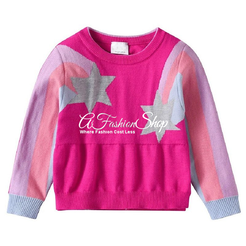 Girls’ Star Crewneck Pullover Barbie Pink