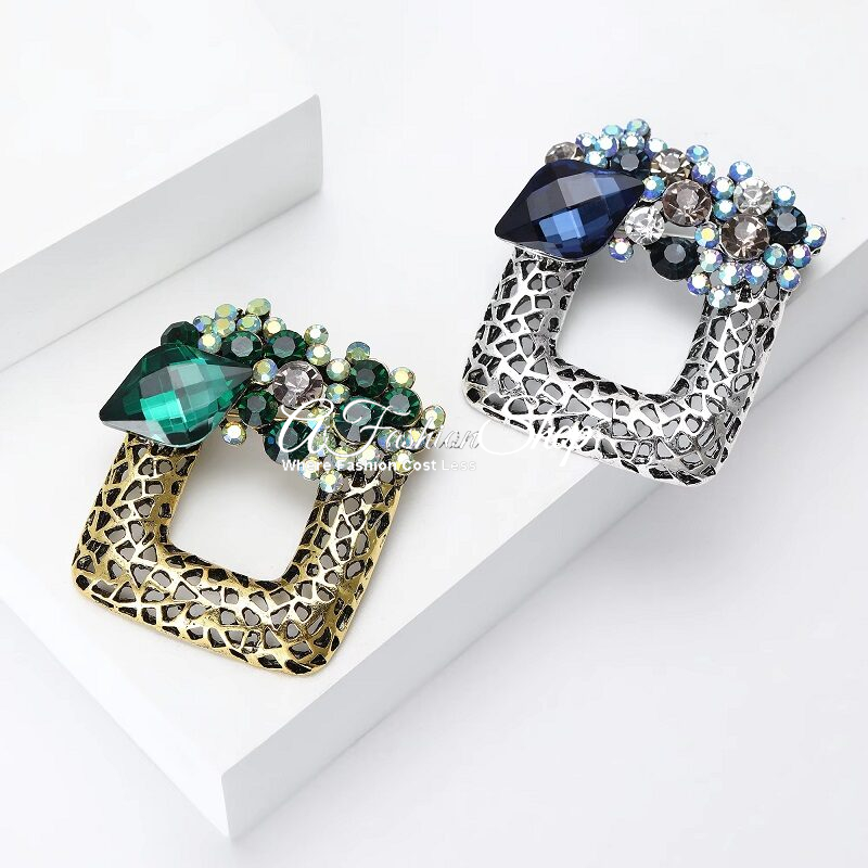 Kaila Crown Square Brooches Antique Rhinestone