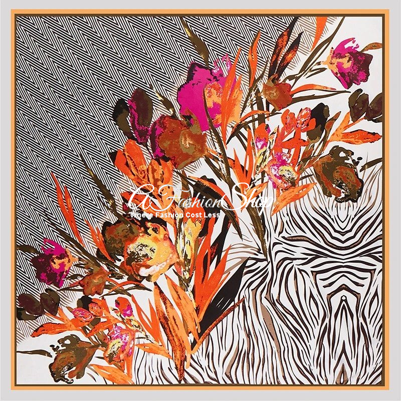 Anya Silk Scarf 50″ Orange Camellia