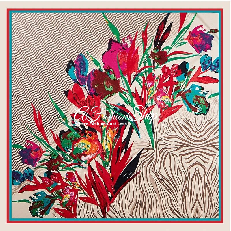 Anya Batik Silk Scarf Ruby/Azure/Camellia