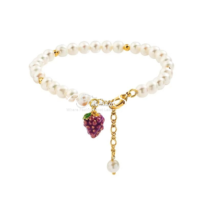 Freshwater Pearl Bracelet Strawberry Charm