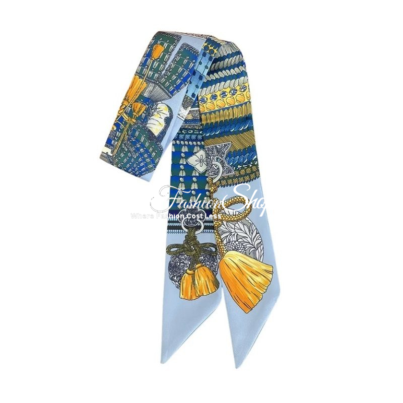Palawan Silk Scarf Hair Ribbon Sky Blue