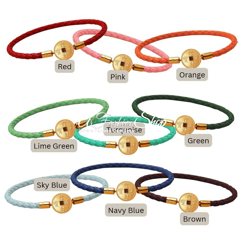 Gold Medallion Happiness Leather Bracelet