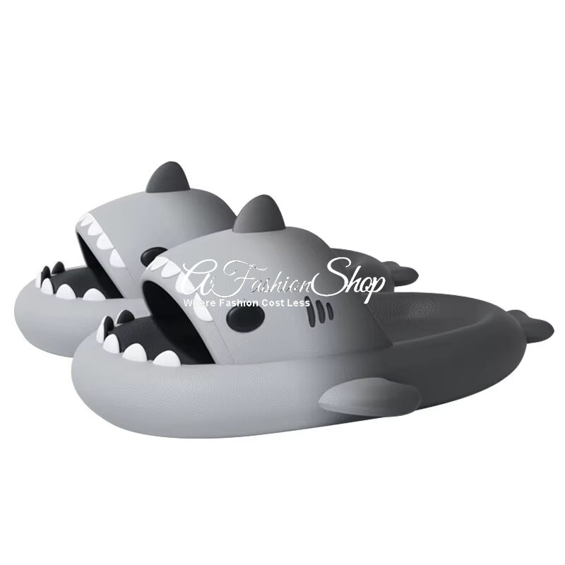 Beach Indoor Sandals Shark Slip-On Black Gradient