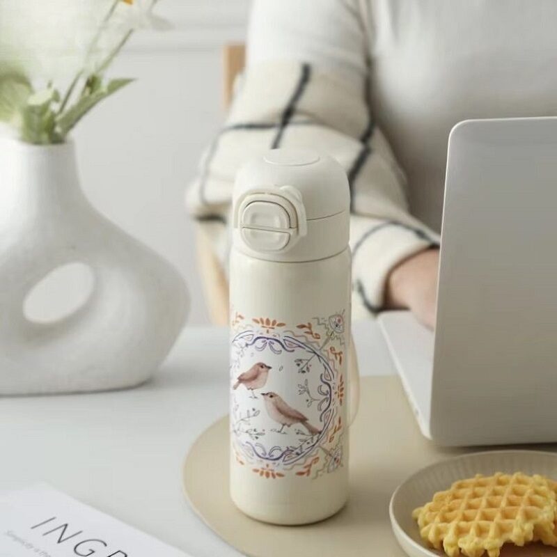 British Ceramic Stainless Steel Vacuum Mug Bird