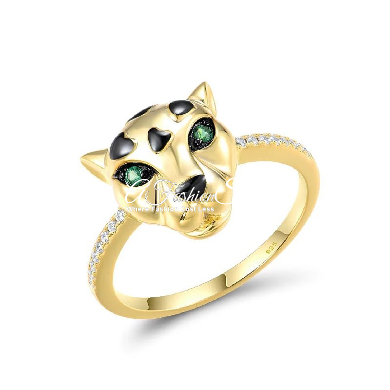 Ring Panther Head In Green Spinel Eye