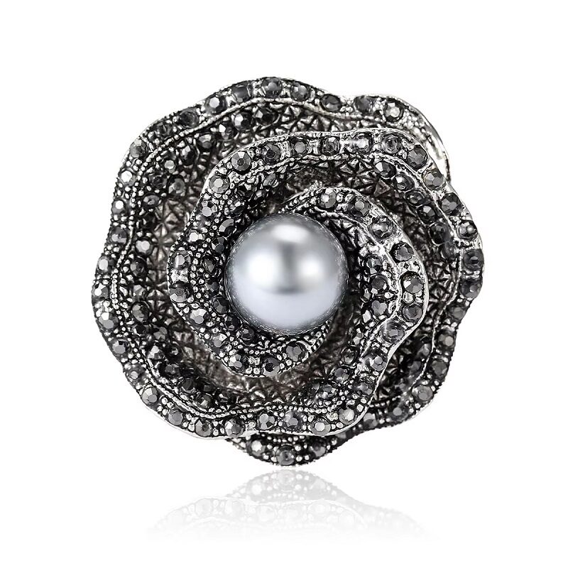 Vintage Black Pearl Brooch