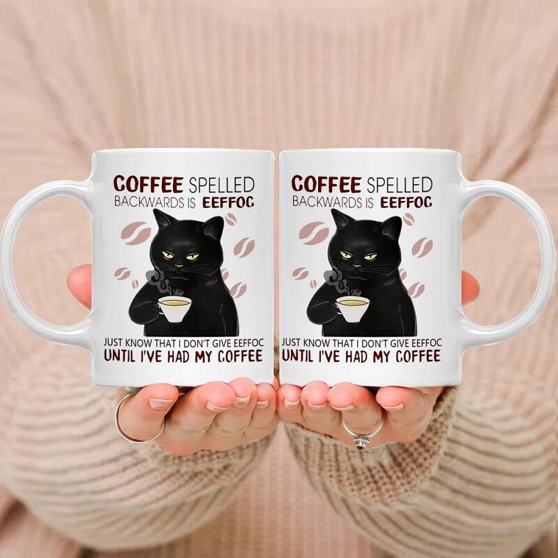 Coffee Spelled Backwards Coffee Mug Cat Lover