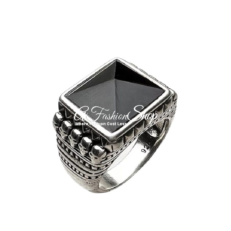 Skull Band Cocktail Ring Black For Biker
