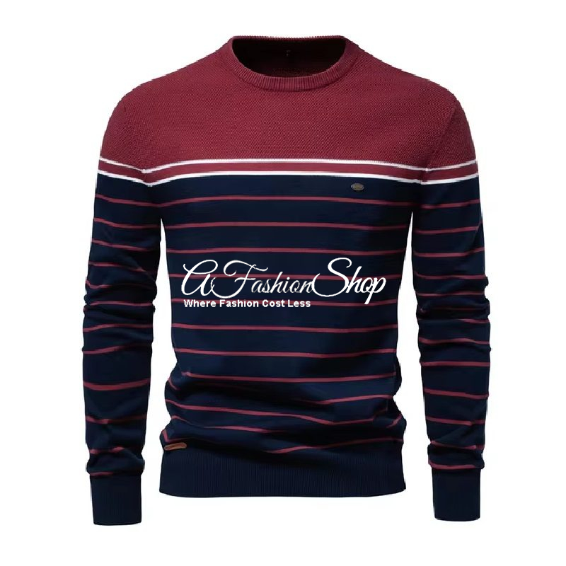 Crewneck Dark Sweater With Stripes