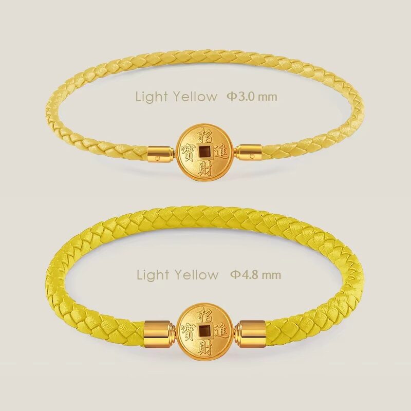 Prosperity Hand-Woven Leather: Fortune Yellow Bracelet