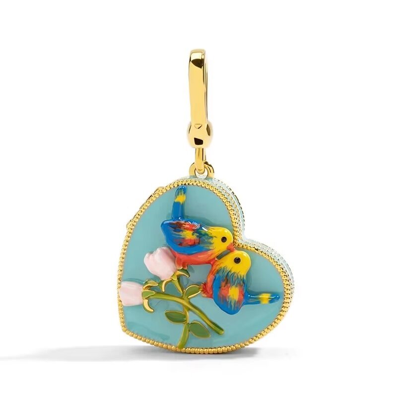 French Couture Lovebird Blue Charm w/Necklace