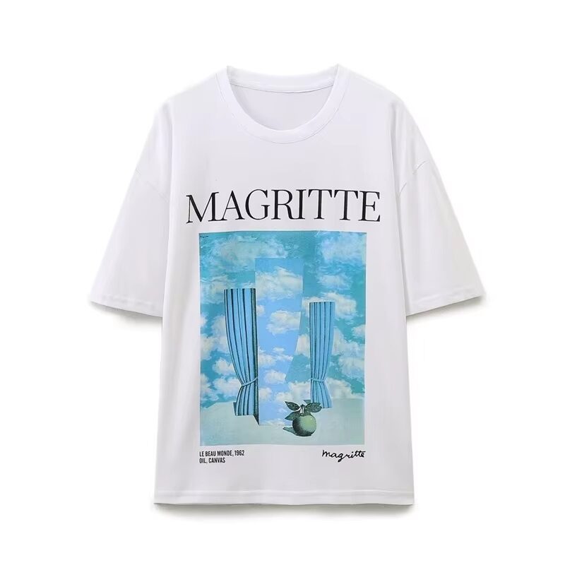 Blue Sky Canvas White Loose T-shirt