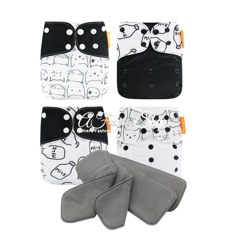 Baby Diaper Cover With Inserts Cutie Black
