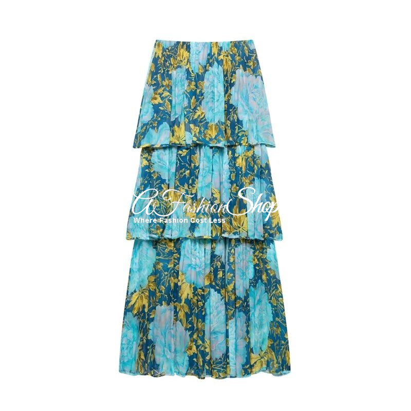 Floral Print Tiered Ruffle Skirt