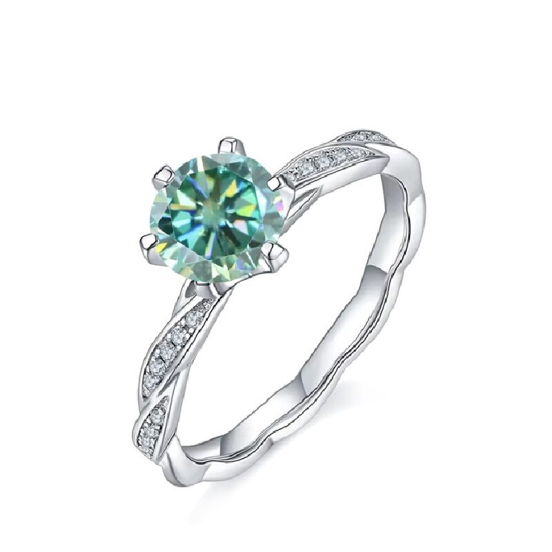1ct Grace Moissanite Diamond Ring Green Stone